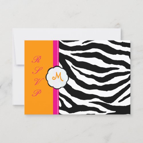Monogram/Hot Pink/Orange/Zebra RSVP