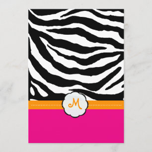 Monogram/Hot Pink/Orange/Zebra Wedding Invitations