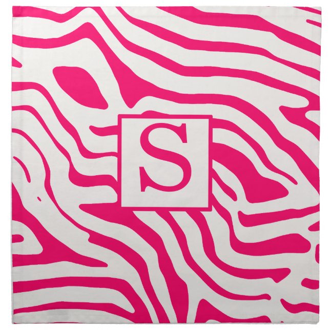 Monogram Hot Pink Zebra Napkin (Front)