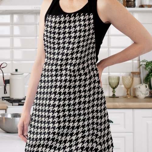 Monogram Houndstooth Custom Black Off white Apron