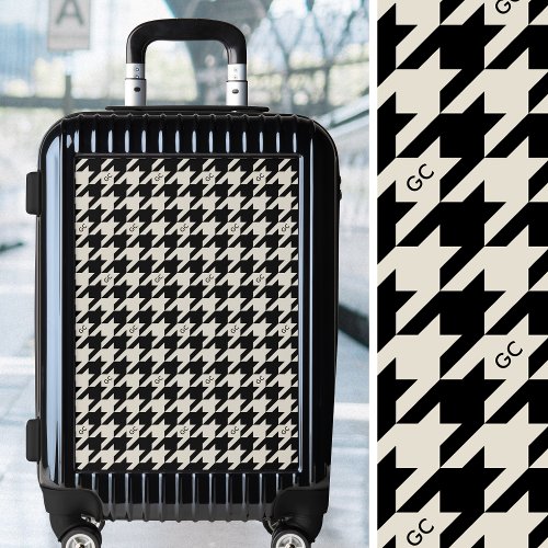 Monogram Houndstooth Custom Black Off white Luggage