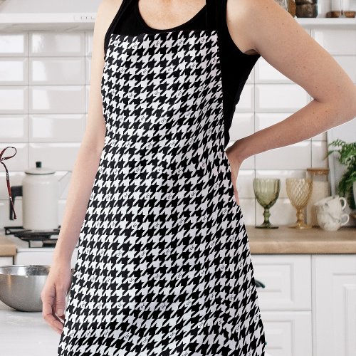 Monogram Houndstooth Custom Black White Apron