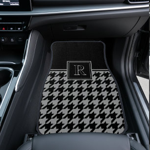 Monogram Houndstooth Pattern Black & Grey Car Floor Mat