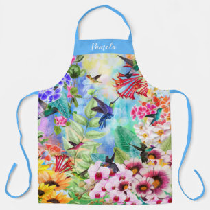 Monogram Humming Birds with Flowers Apron