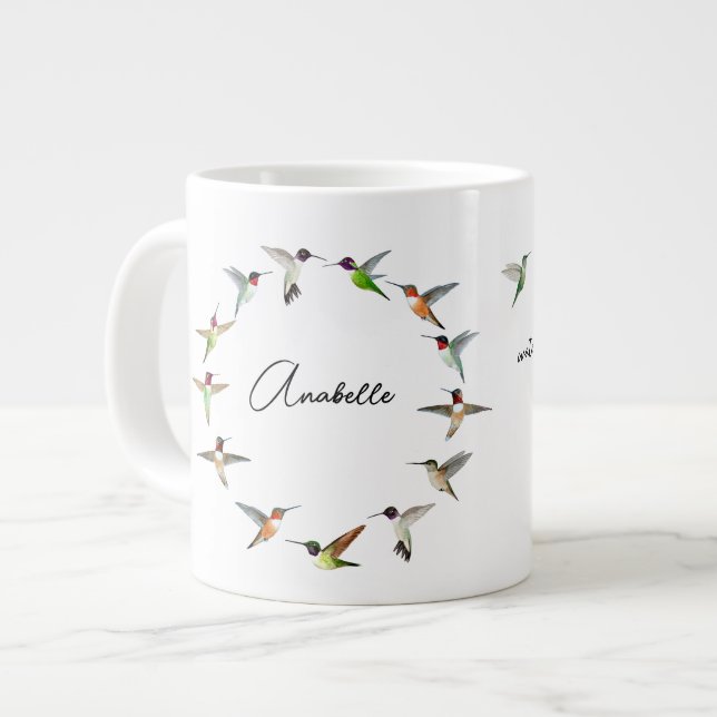 Monogram Hummingbird Giant Coffee Mug (Front Left)