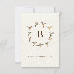 Monogram Hummingbird Note Card
