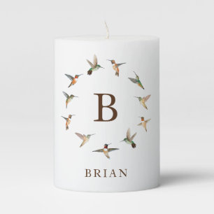 Monogram Hummingbird Pillar Candle