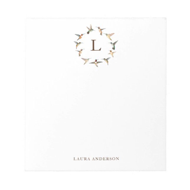 Monogram Hummingbird Post-it Notes (Front)