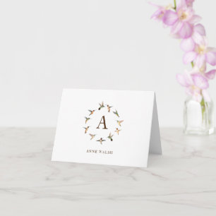 Monogram Hummingbirds Note Card