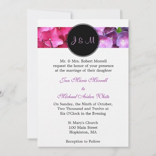 Monogram Hydrangea Wedding Invitation