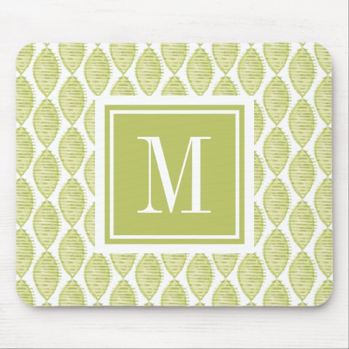 Monogram  Hygge Flowers Pattern Mouse Pad