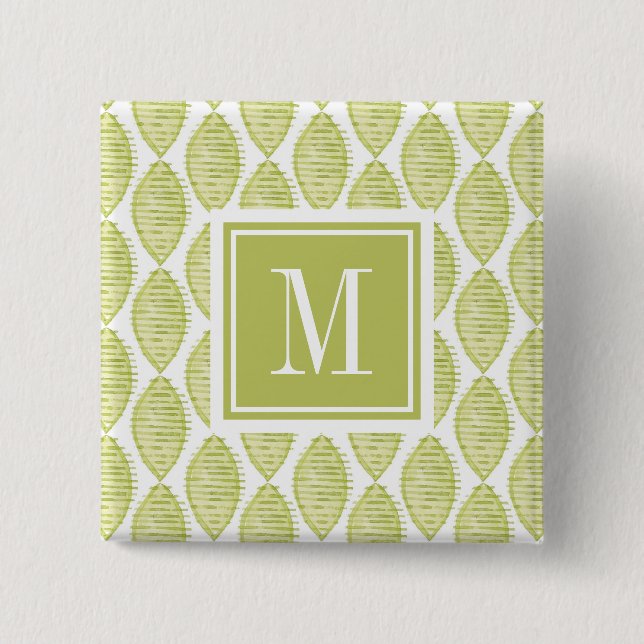 Monogram | Hygge Flowers Pattern Pinback Button (Front)