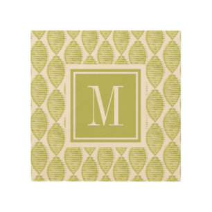 Monogram Hygge Flowers Pattern Wood Wall Art