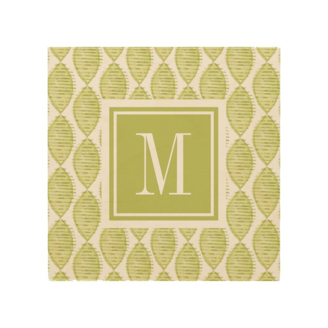 Monogram | Hygge Flowers Pattern Wood Wall Art (Front)