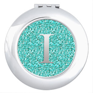 Monogram I druzy crystal - aquamarine Vanity Mirror