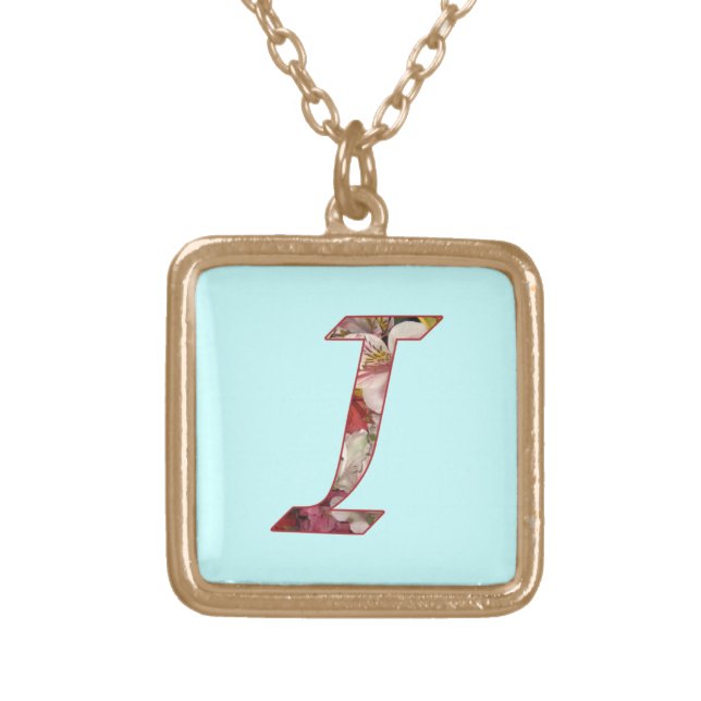 Monogram I Floral Design Necklace (Front)