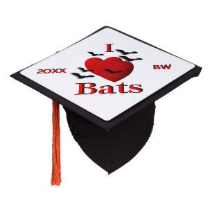 Monogram I Heart Bats w Year Graduation Cap Topper