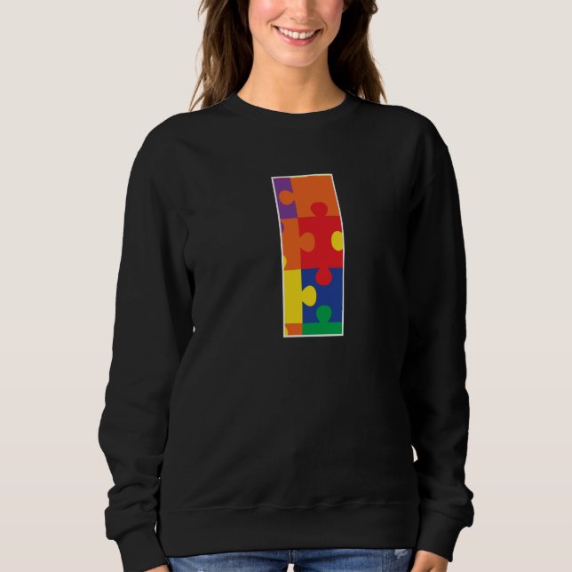 Monogram I in Multi Color Puzzle Pieces Sweatshirt (Front)