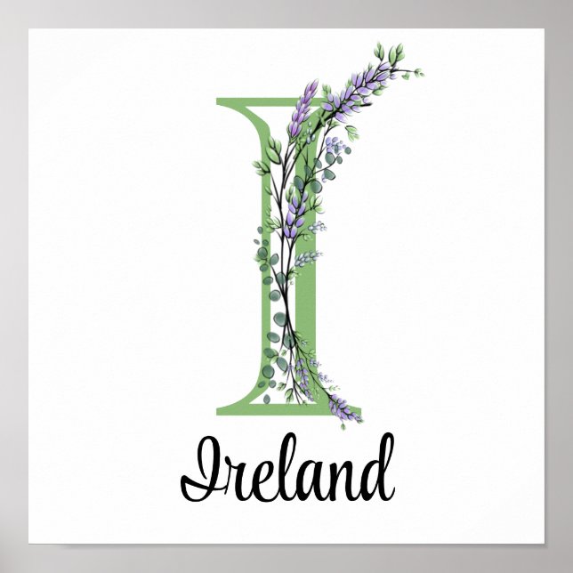 Monogram I Lavender Eucalyptus nursery  Poster (Front)