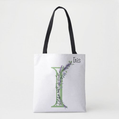 Monogram I Lavender Eucalyptus Tote Bag