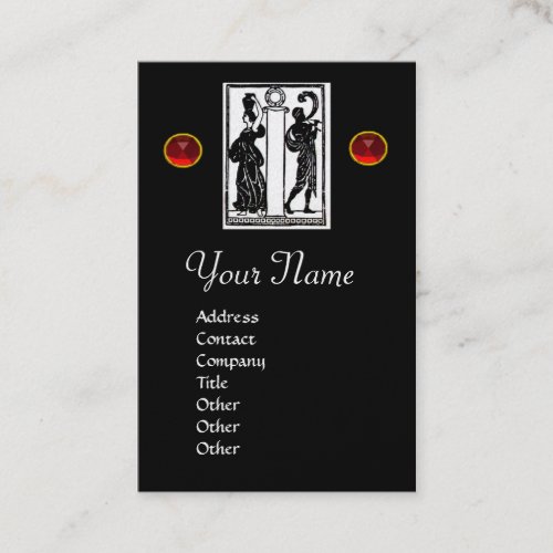 Monogram i LetterAntique Figures Red Black White Business Card