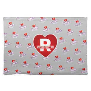 MONOGRAM I  LOVE SOCA on GREY Cloth Placemat