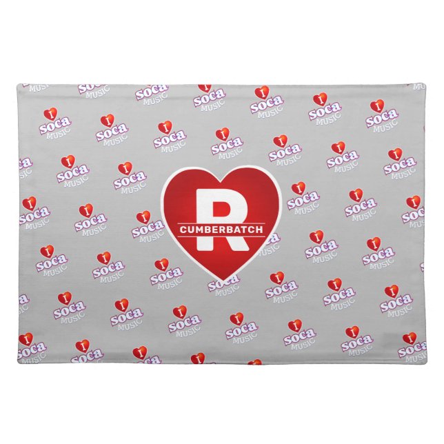 MONOGRAM I  LOVE SOCA on GREY Cloth Placemat (Front)