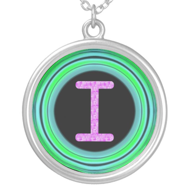 Monogram "I" Silver Plated Necklace (Front)