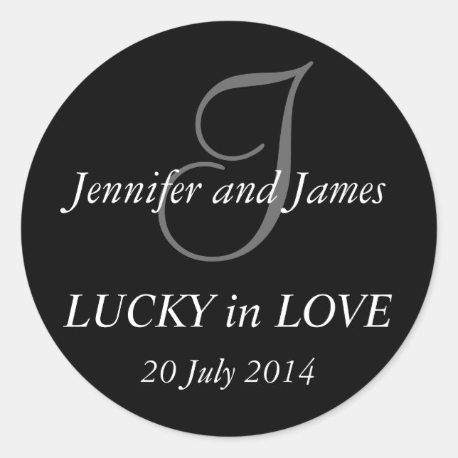 Monogram I Stickers for Weddings Black (Front)