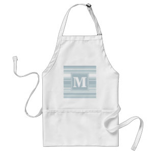 Monogram ice blue stripes adult apron