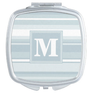 Monogram ice blue stripes compact mirror