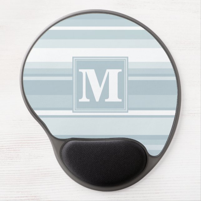 Monogram ice blue stripes gel mouse pad (Front)