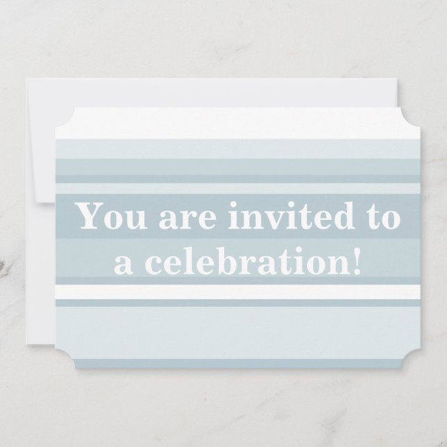 Monogram ice blue stripes invitation (Front)