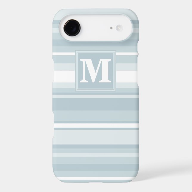 Monogram ice blue stripes iphone case (Back)