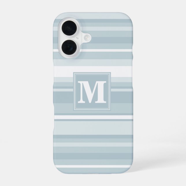 Monogram ice blue stripes iphone case (Back)