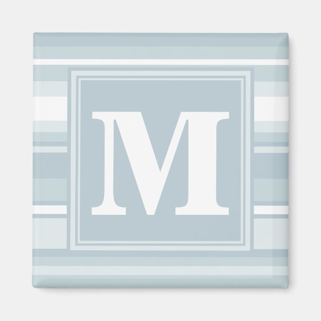 Monogram ice blue stripes magnet (Front)