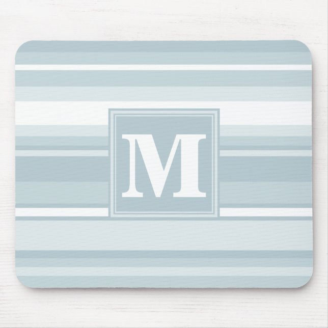 Monogram ice blue stripes mouse pad (Front)