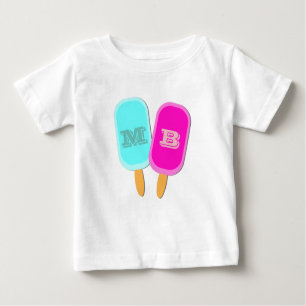 Monogram Ice Lollies Popsicles Summer Baby T-Shirt