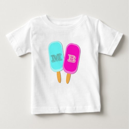 Monogram Ice Lollies Popsicles Summer Baby T_Shirt