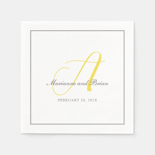 Monogram Illuminating Yellow and Gray with White Napkins