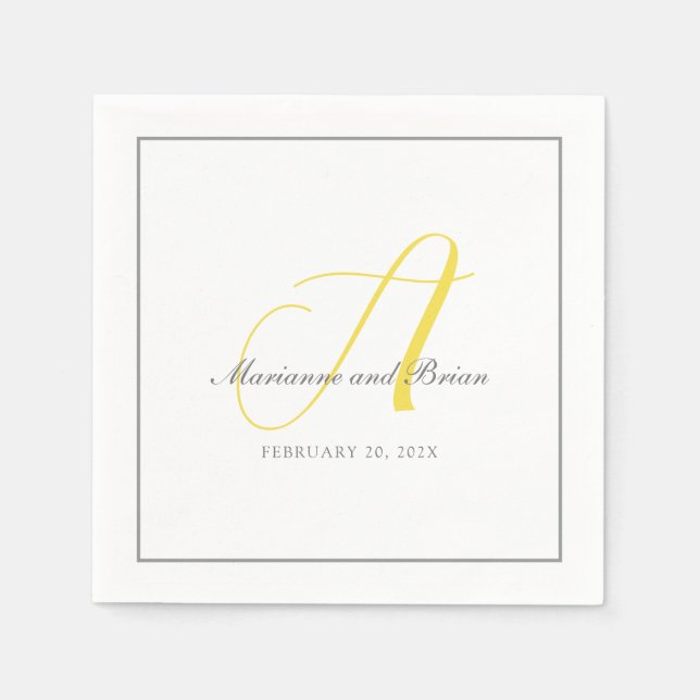 Monogram Illuminating Yellow, and Gray with White Napkins (Front)