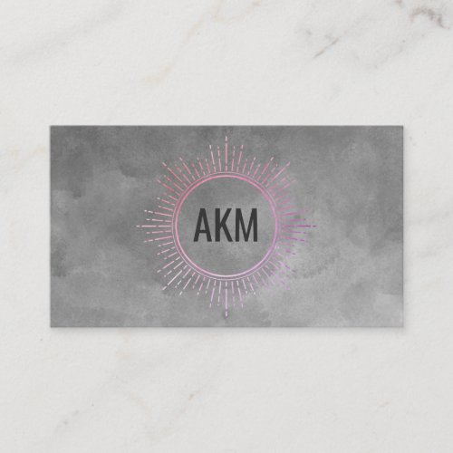 Monogram Illumination Elements Gray Watercolor Business Card