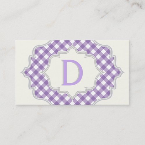 Monogram in a frame with purple white paisley business card