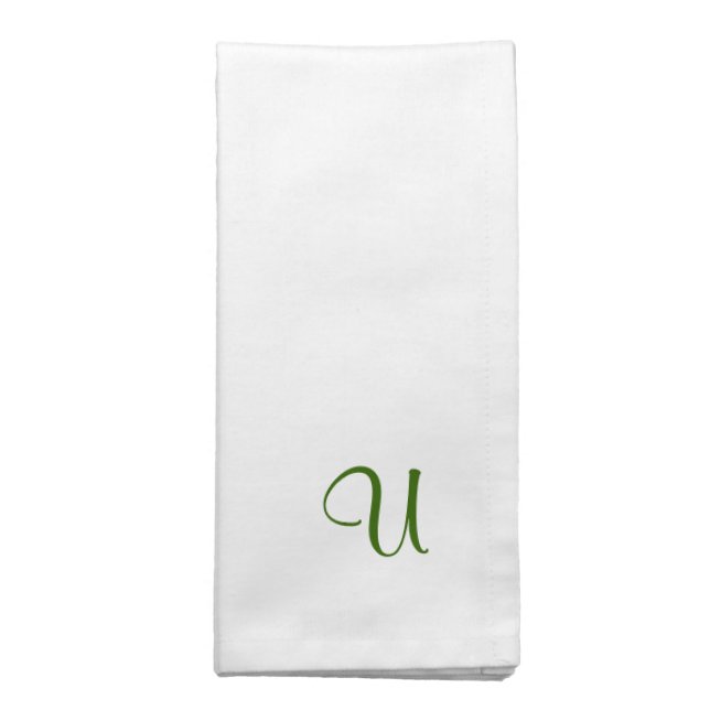 Monogram in dark green, custom napkins (Folded)
