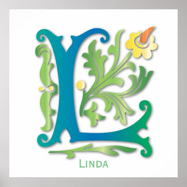 Monogram in Floral Design Poster (Front)