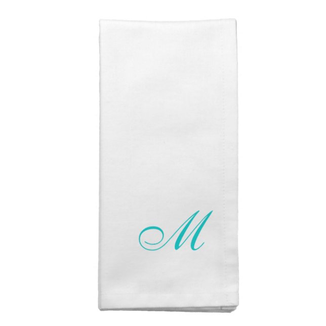 Monogram in light aqua blue, napkins (Folded)