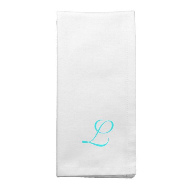 Monogram in light chiffon blue, napkins (Folded)