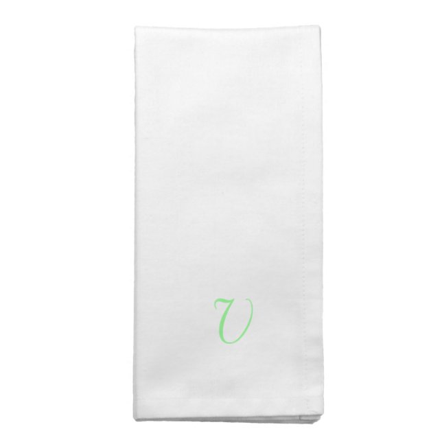 Monogram in mint green, custom napkins (Folded)