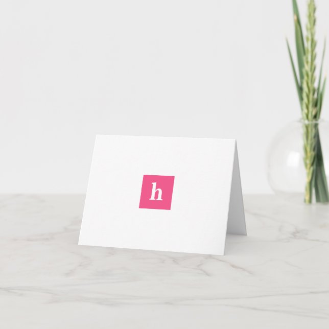 Monogram in Pink Classic Personalized Note Card (Front)