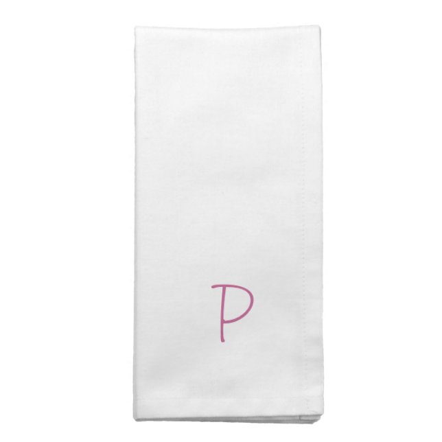 Monogram in pinkish purple, custom napkins (Folded)